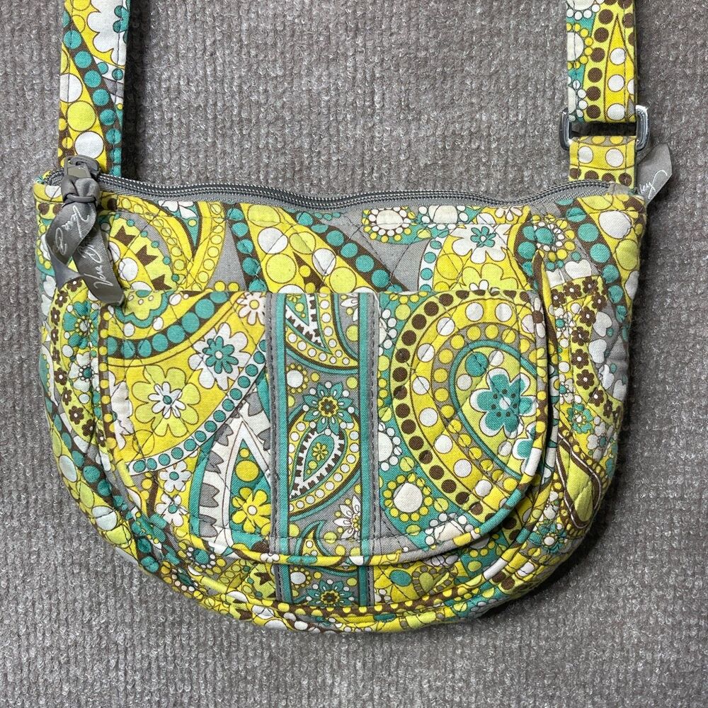 Vera Bradley Crossbody Bag Womens One Size Green Yellow Quilted Floral Boho